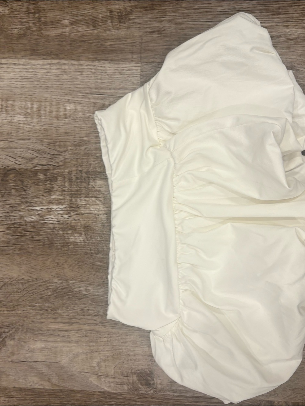 Cream Mini Bubble Skirt with Gathered Waist